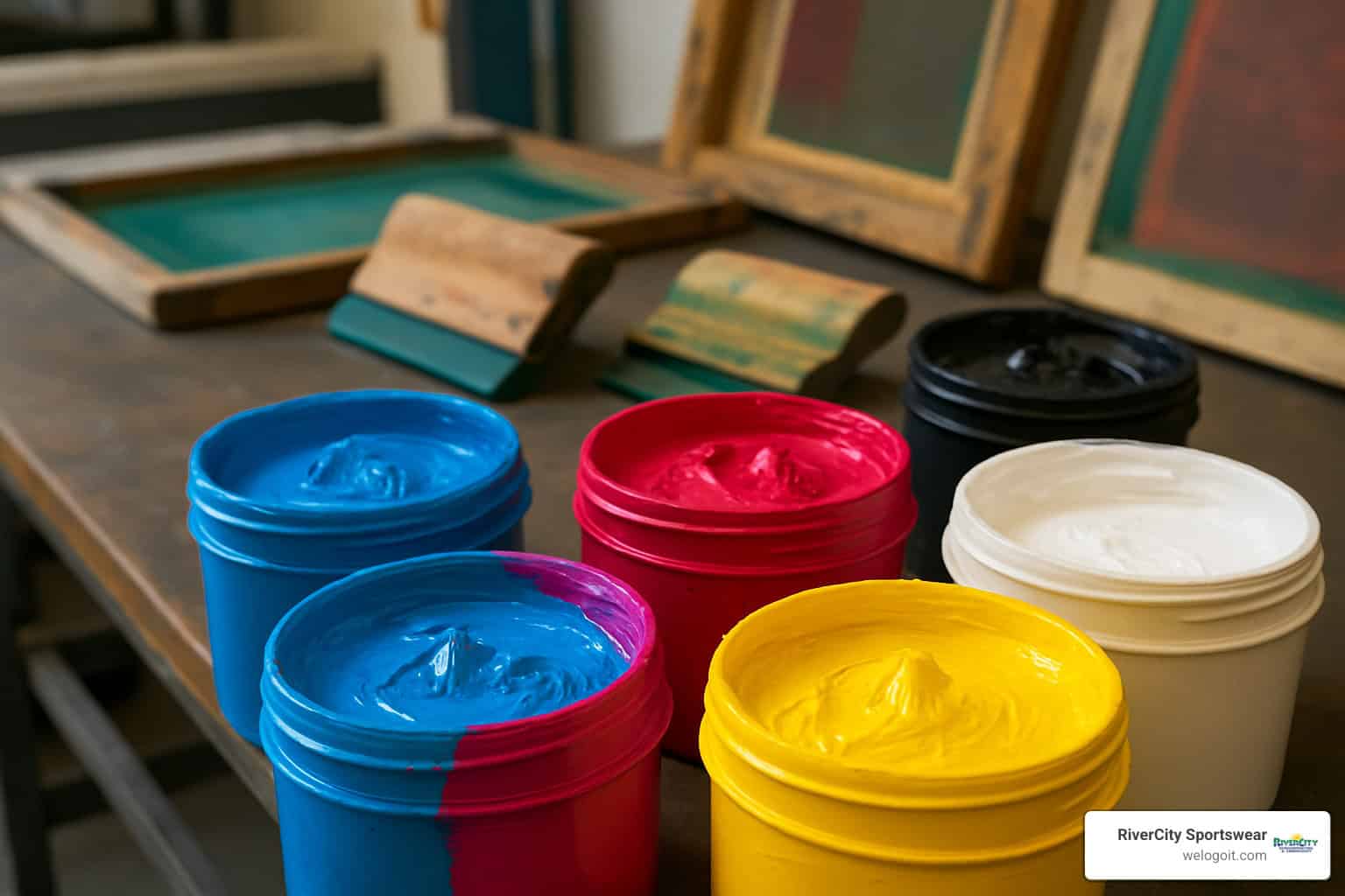 multicolor screen printing ink jars - materials used in silkscreen printing multicolor screen printing ink jars - materials used in silkscreen printing